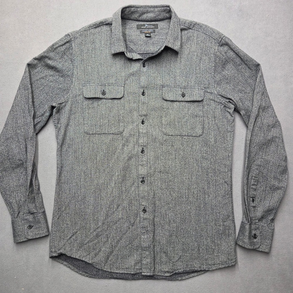 Marc Anthony Mens Medium Slim Fit Luxury Fabric Button Down Shirt Gray Heather